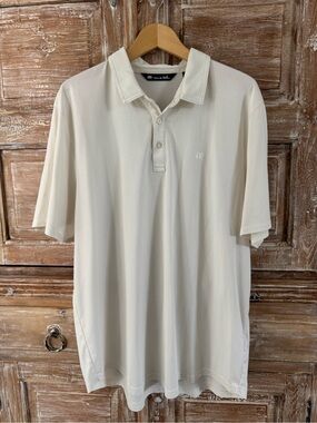 Travis Mathew Men's Cream Performance Polo Golf Dad Pima Cotton Blend